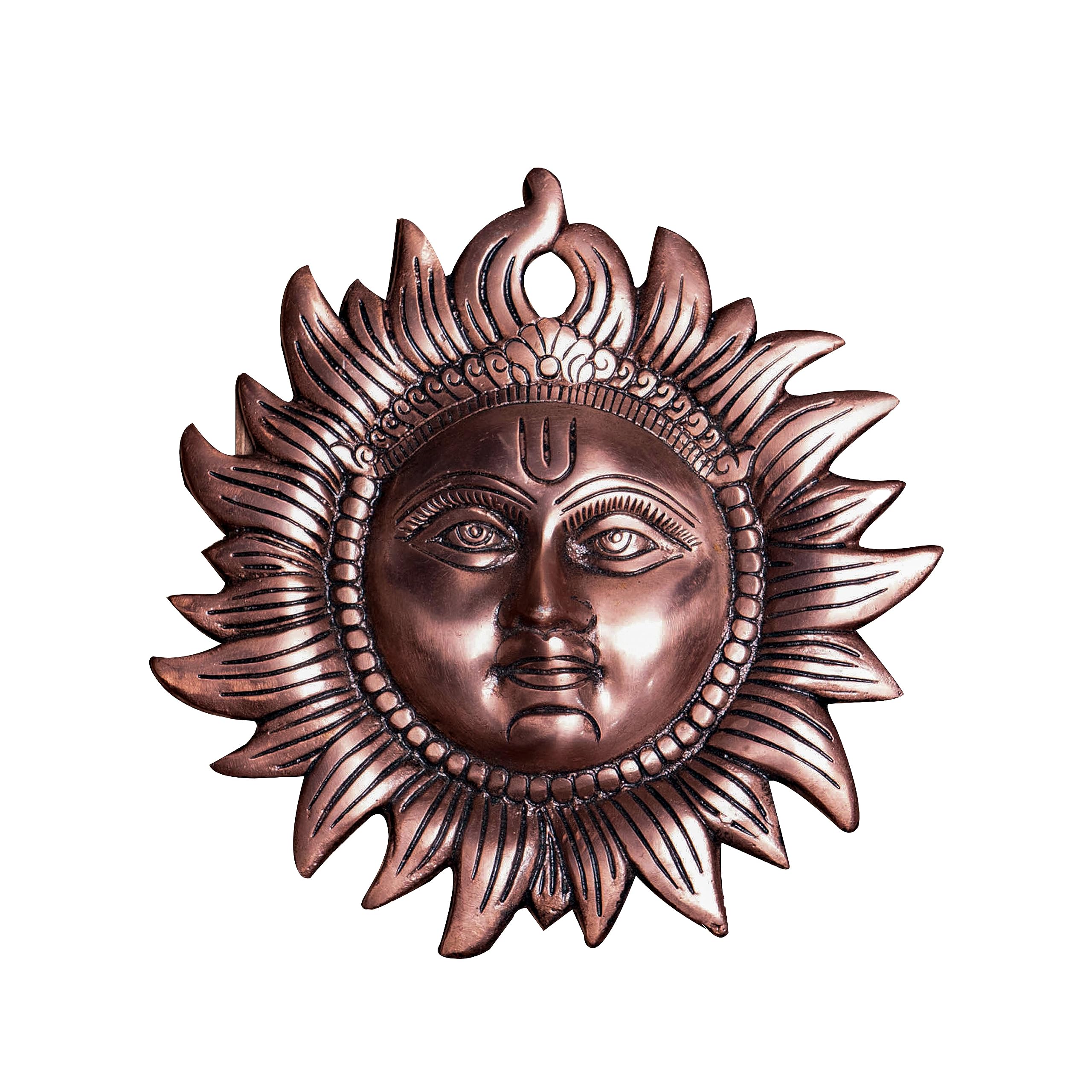 Wonder Care_ Handmade metal Sun wall decor Wall Hanging Sun face indoor and outdoor wall decor Sun decoration statue idol for wall art sun face idol for Room and outdoor wall decorations-7 Inches