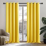 Deconovo Blackout Curtains Thermal Insulated Eyelet 2 Panels Mellow Yellow 72