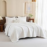 Sanracie Cotton Oversized King Bedspread(120"x120"),White Waffle Quilt Set 3Pcs Soft Lightweight Extra Large King Quilt Bedding Set,Farmhouse Coverlet Quilt Set Shabby Vintage Chic Bedding Set