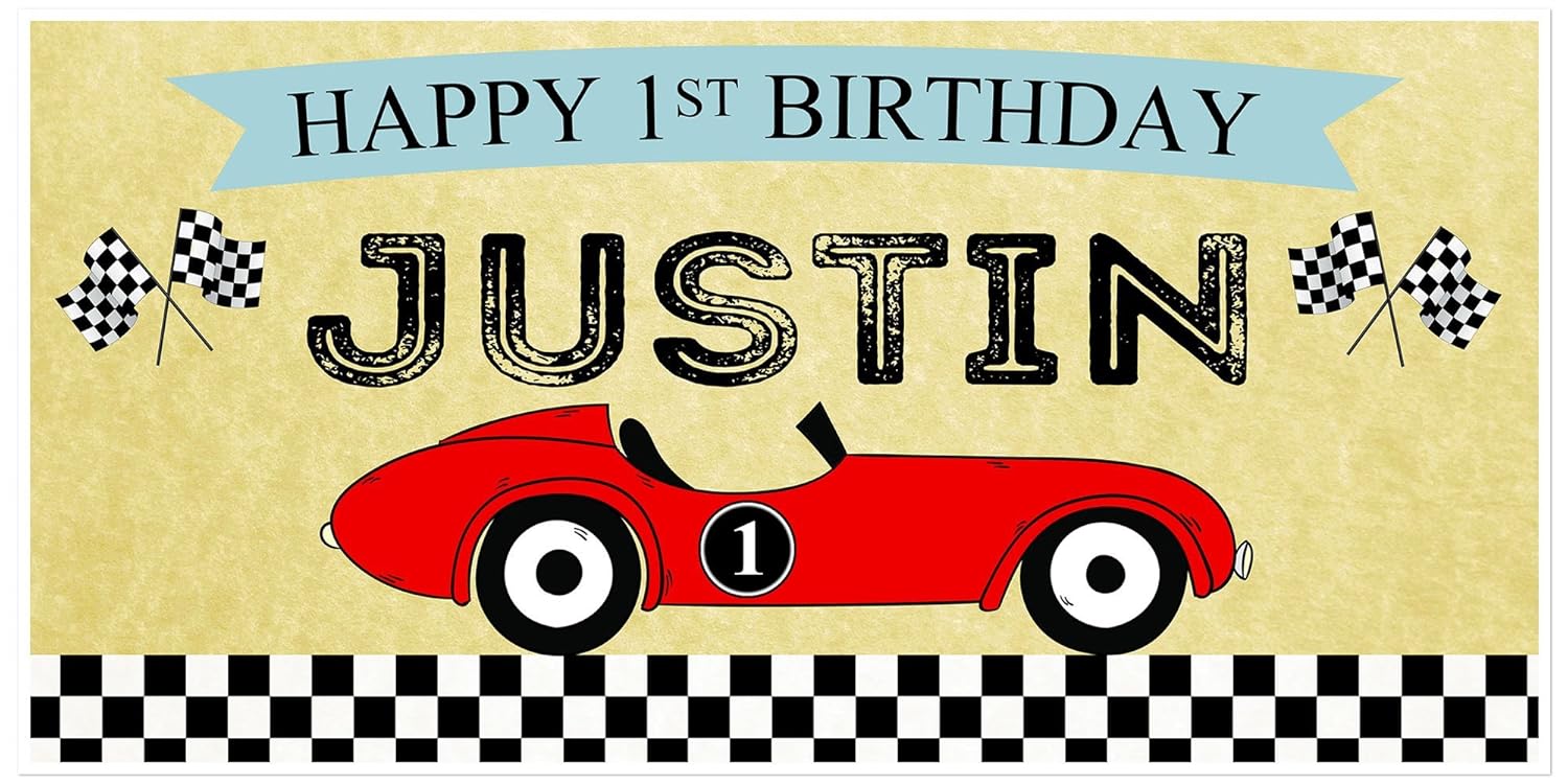 Amazon Com Old Fashioned Race Car Birthday Banner Party