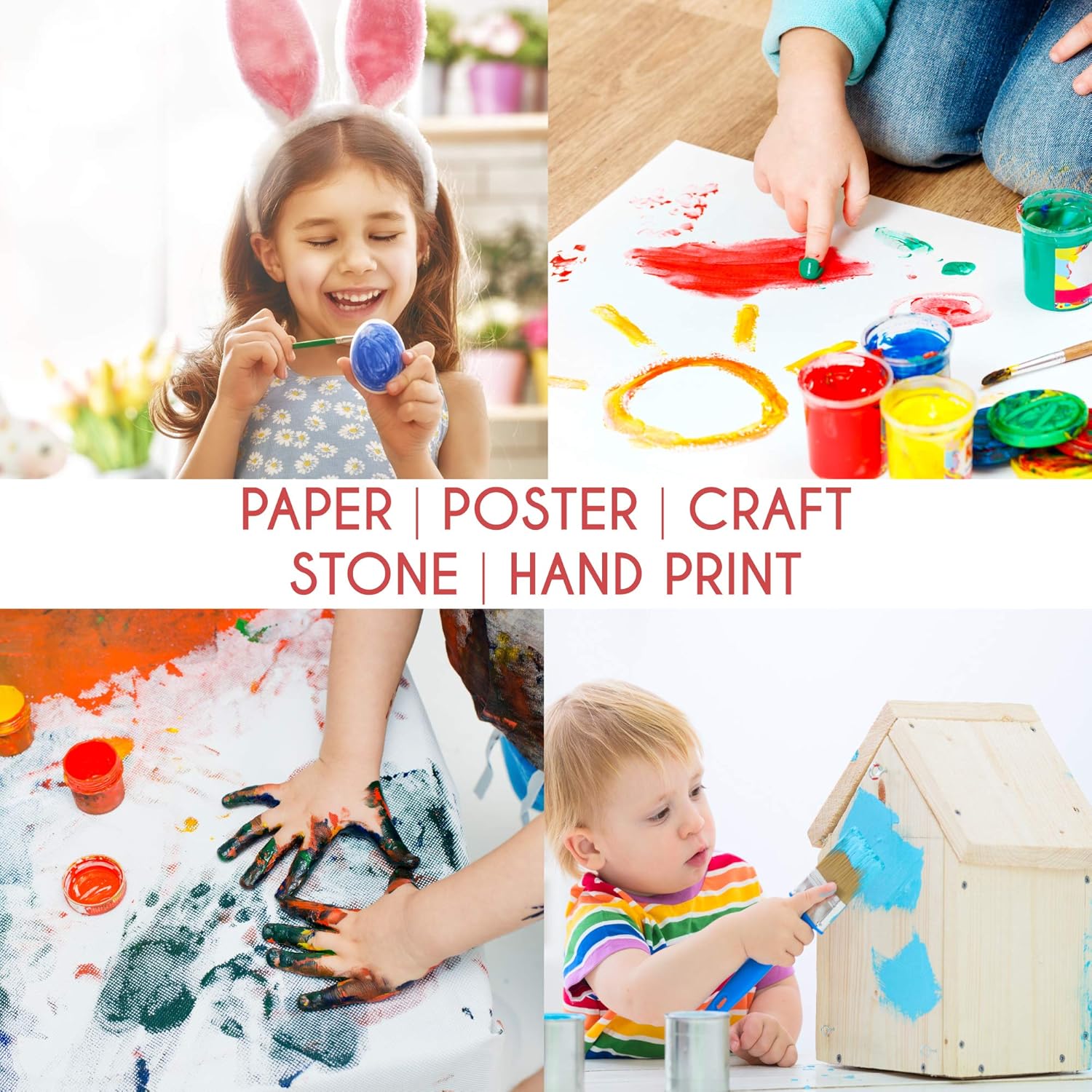 Zenacolor - Tempera Paint for Kids and Toddlers - Set of 40 x 60ml - Matte Color, Neon, Glitter, Fluorescent, Metallic Paints - Paper, Cardboard with Paint Brush, Hand, Finger Paints - Non Toxic: Home Improvement