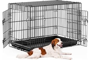 THADAVO 36 Inch Small Dog Crates,Pet Kennel Double Door for Small Puppy, Cat, Folding Animal Wire Metal Cage for Travel, Outdoor, Carry, Home with Tray, Handle