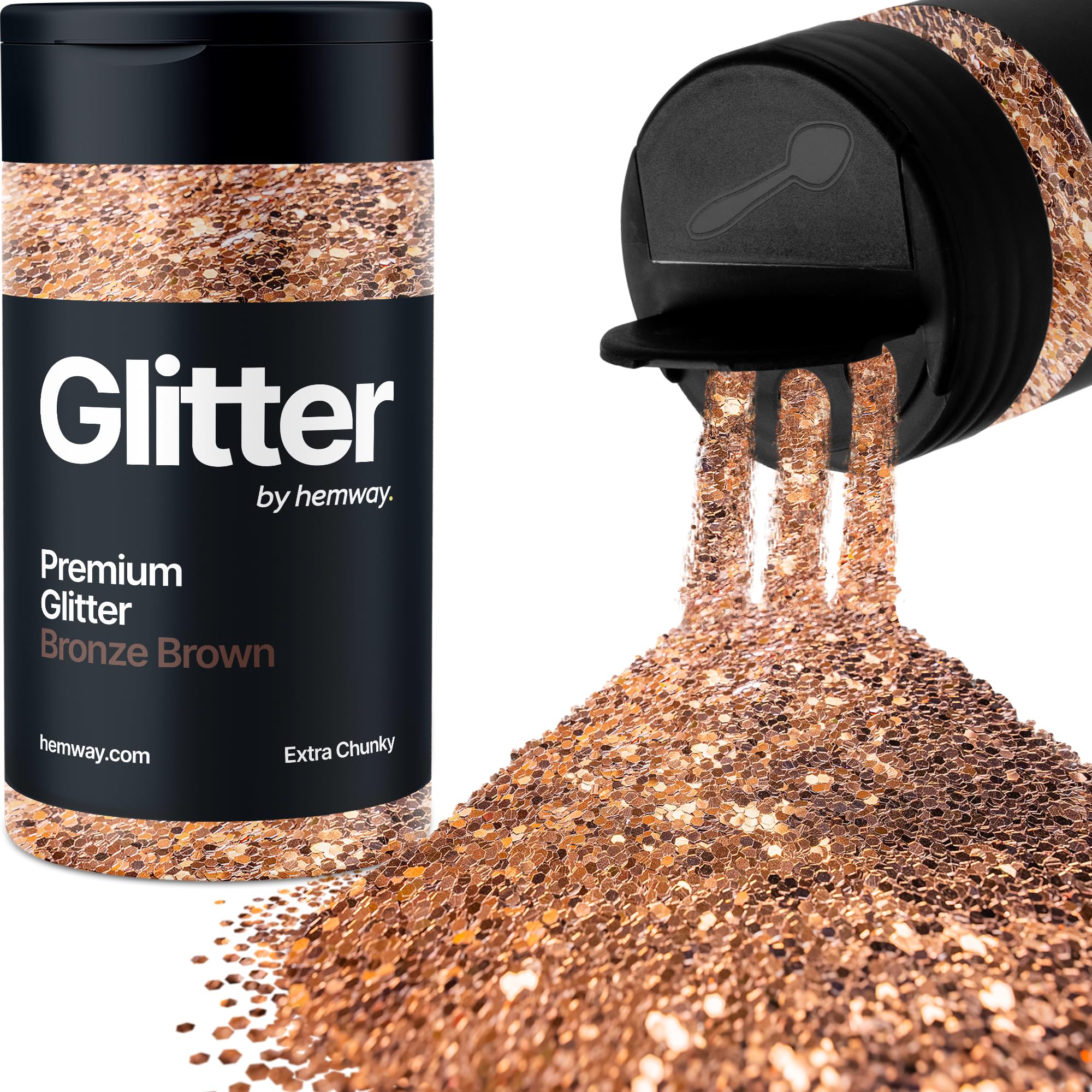 Bronze Brown Glitter Shaker, 130g Extra Chunky Glitter, Crafts 1/24" Metallic Flake Bronze Brown Sequins, Resin & Epoxy Crafts, Decorating, Halloween, Christmas Nail, Face, Hemway
