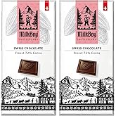 MilkBoy Swiss Chocolates Dark Chocolate Bars, 72% Cocoa - 3 oz, 2 Pack | Premium gourmet treat with 72% cocoa. Rainforest Alliance certified. Vegan. Kosher. Gluten free. Crafted in Switzerland.