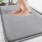 OLANLY Thick Memory Foam Bath Mat Rug 34x21, Extra Soft Absorbent Bathroom Rugs, Quick Dry Bath Mats, Non-Slip, Machine Washable Carpet for Bathroom, Tub and Shower, Home Decor Accessories, Grey