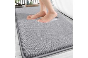 OLANLY Thick Memory Foam Bath Mat Rug 30x20, Extra Soft Absorbent Bathroom Rugs, Quick Dry Bath Mats, Non-Slip, Machine Washable Carpet for Bathroom, Tub and Shower, Home Decor Accessories, Grey