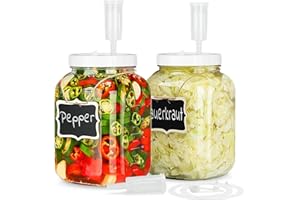 2 Pack Wide Mouth Fermentation Jars w 2 SCREW Lids and 3 Airlocks - 100% Airtight, 1 Gallon Glass Jars with Lids, Mead Making