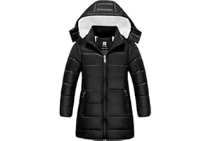 Pursky Girl's Lightweight Winter Coat Sherpa Lined Long Puffer Jacket Waterproof Warm Quilted Parka with Hood