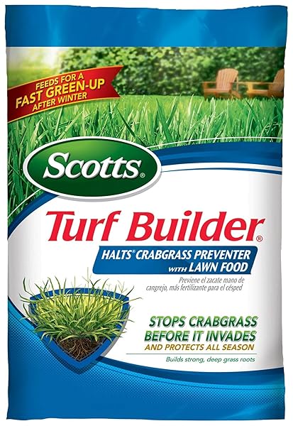 SCOTTS TURF BUILDER HALTS CRABGRASS PREVENTER WITH LAWN FOOD – PRE-EMERGENT WEED KILLER, FERTILIZER, 5,000 SQ. FT., 13.35 LB.
