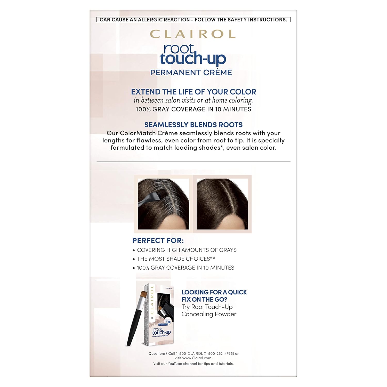 Clairol Root Touch-Up Permanent Hair Color Creme, 4 Dark Brown, 2 Count: Beauty