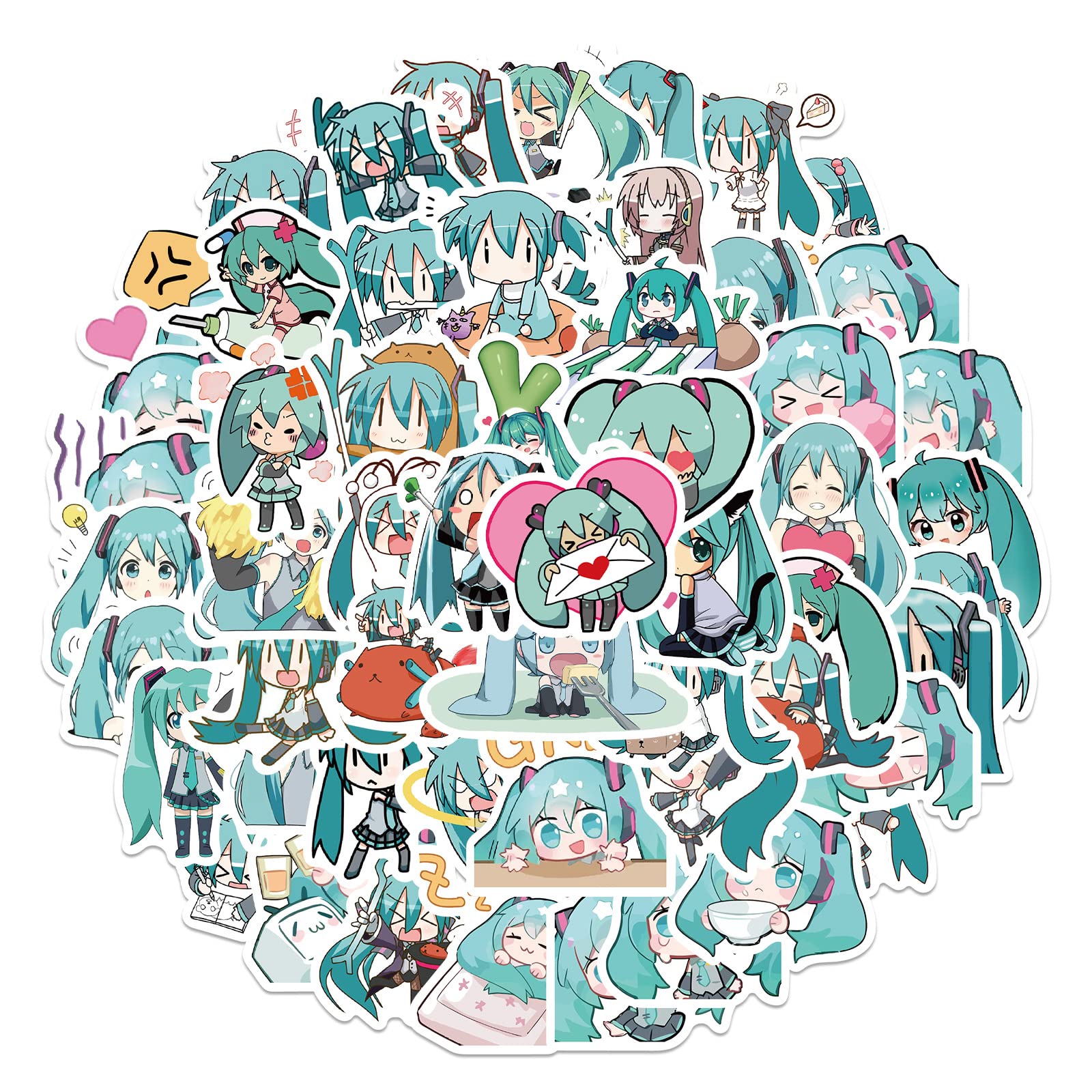 65Pcs Hatsune_Miku Stickers for Water Bottles Tumbler Luggage Skateboard Bumper Scrapbook Mug, Sticker Gift for Kids Teens Adults