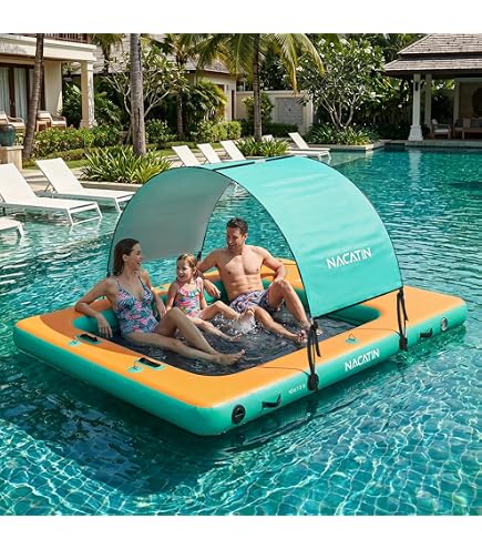 Plateforme Gonflable Kensbro – 1,8×1,5 M – Capacité 300 Kg – PVC Antidérapant – Avec Échelle Et Pompe