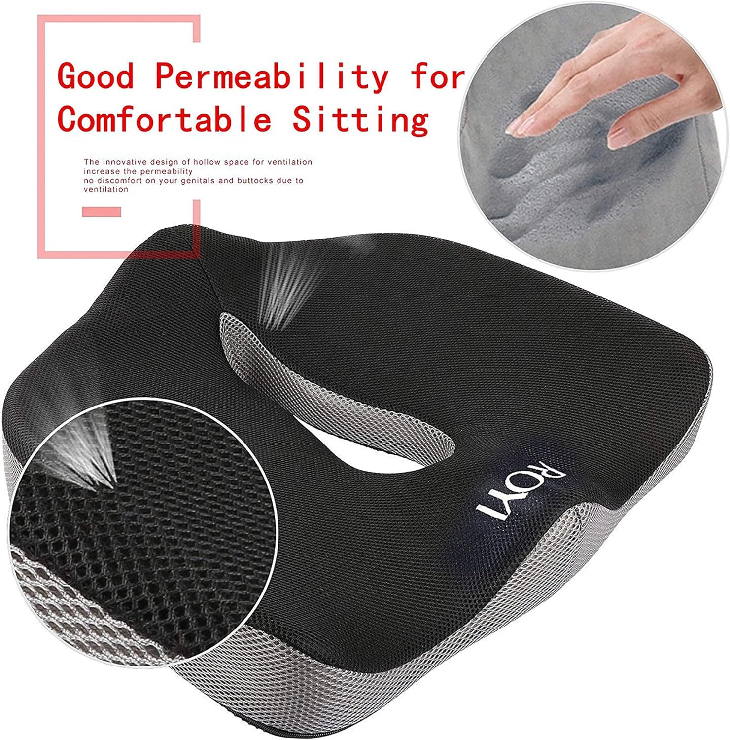 ROYI Memory Foam Seat/Chair Cushion for Relieves Back, Sciatica Pain