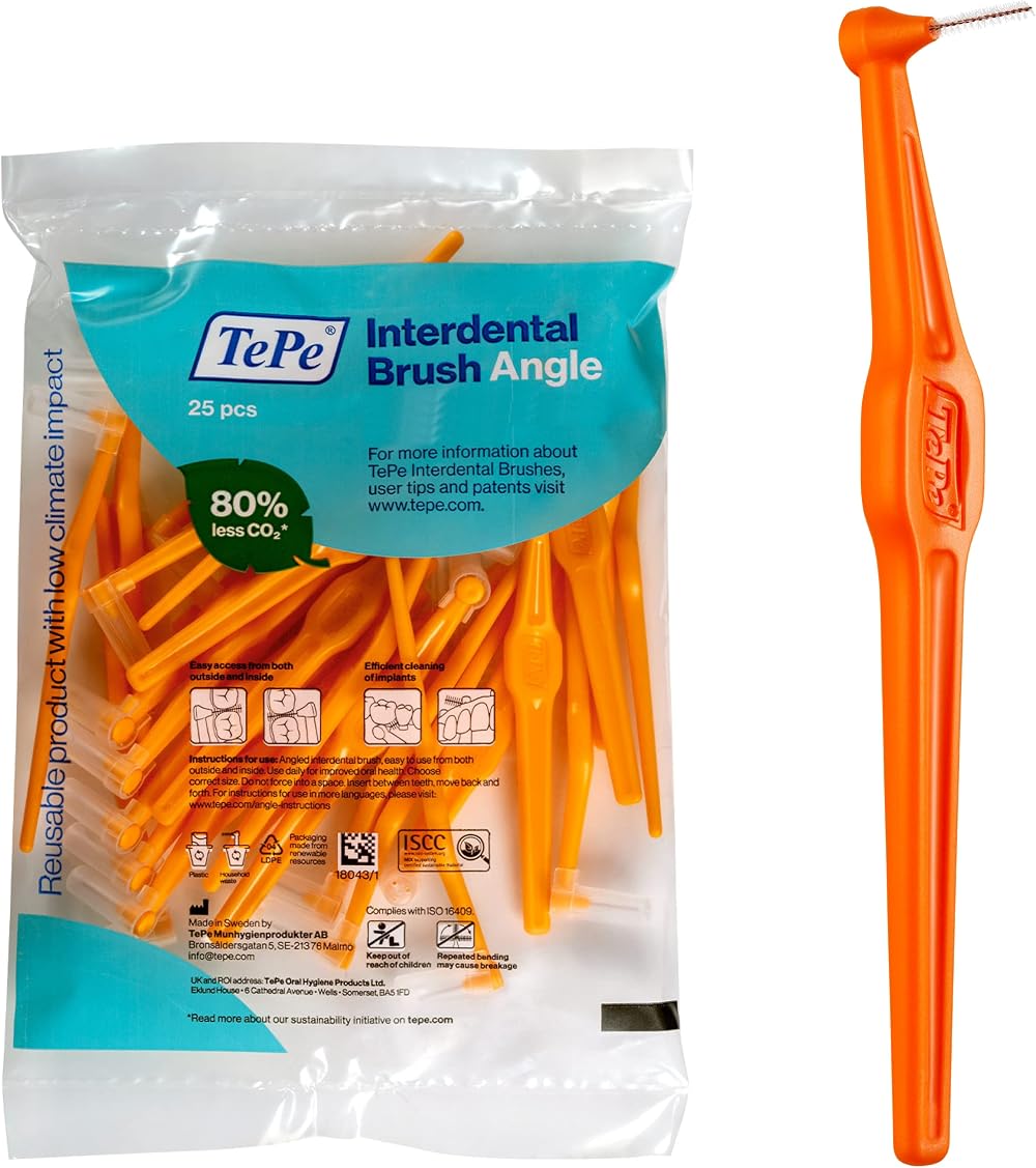 TePe Interdental Brush Angle 0.45 mm Pack 25 Orange Size 1