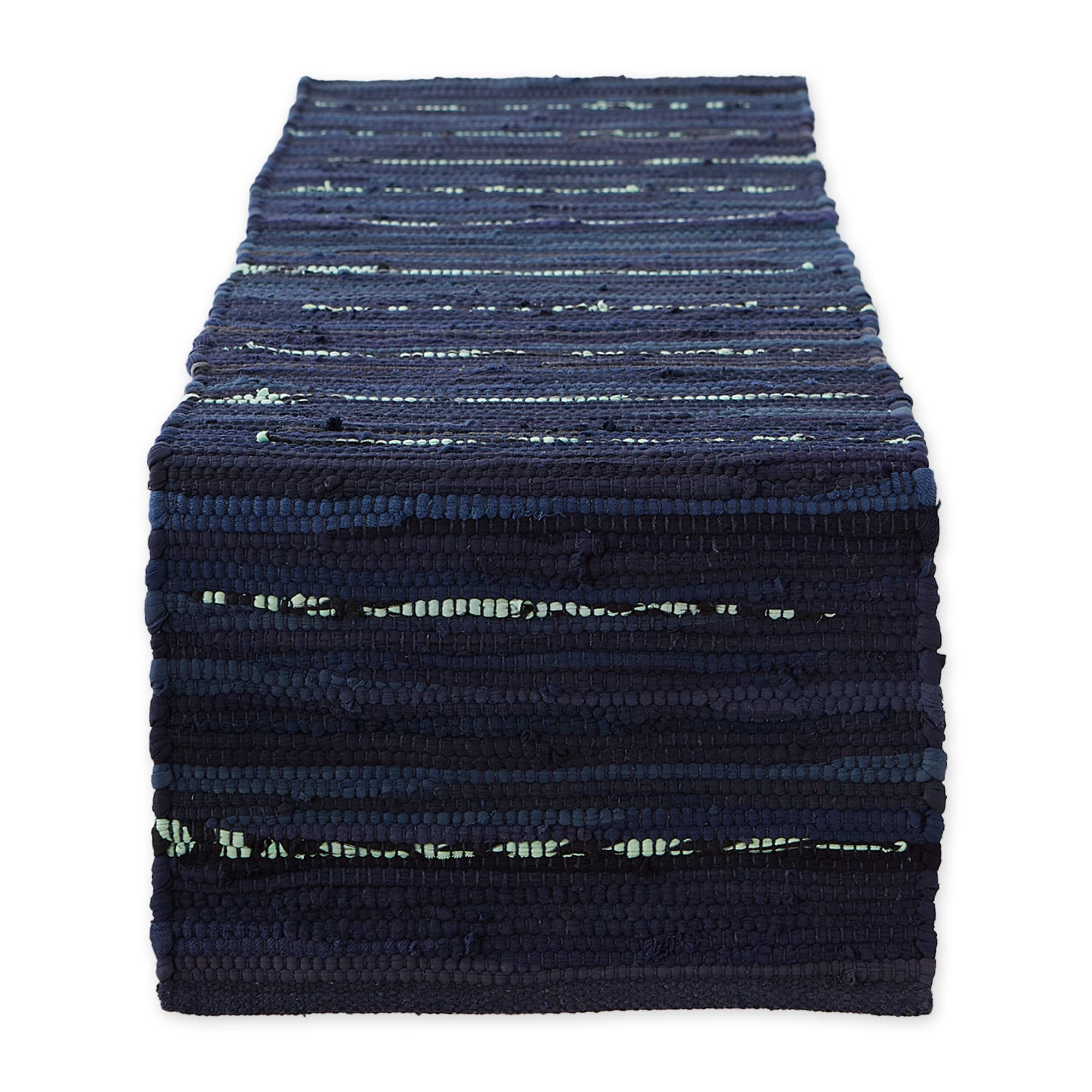 Photo 1 of DII Handmade Chindi Tabletop, Reversible and Machine Washable, Table Runner, 14x72, Nautical Blue