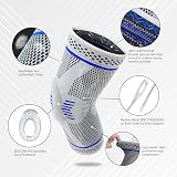 Lexniush Knee Support Brace Mens Womens Patella Gel Pads Side Stabilizers Grey M view 2