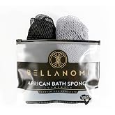 BELLANOMI African Exfoliating Net Sponge 2-Pack Sapo – Authentic & Ethically Sourced, 45" Long Back Scrubber, Quick-Dry 100% 