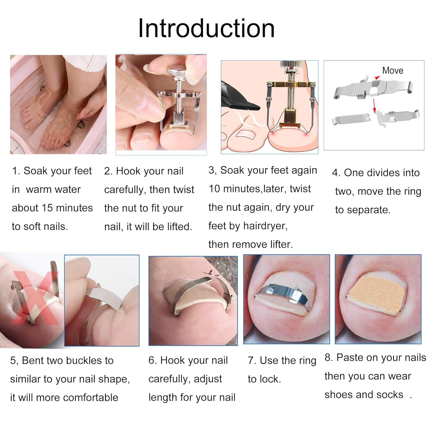 Ingrown Toenail Tool, 47 Pieces Ingrown Toenail Corrector and Lifter Toe Nail Correction Buckle Kit With Sticker for Professional Treatment (M): Beauty