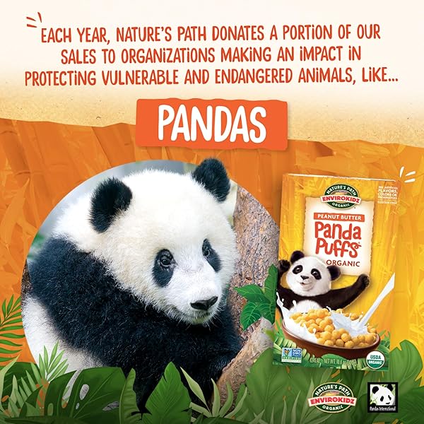 ENVIROKIDZ ORGANIC PANDA PUFFS CEREAL, 10.6 OZ (PACK OF 1), PEANUT BUTTER, GLUTEN FREE, NON-GMO, BY NATURE’S PATH