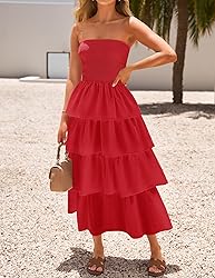 ZESICA Women‘s Summer Boho Strapless Maxi Dress
