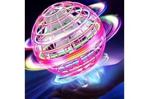 NWLAEWR Flying Orb Ball Toy, Parachute Hand Controlled Hover Ball with LED Lights, 360° Rotating Boomerang Globe, Cool Mini Drone for Kids, Ideal Birthday&Christmas Gift for Boys and Girls - Rose Red