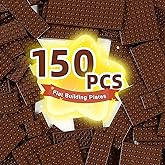 Noorastars 150 Pieces Small Base Plate Sets, Classic Flat Pieces for Moc Building, 12 Size DIY Building Boards - Compatible with All Major Brands, Brown