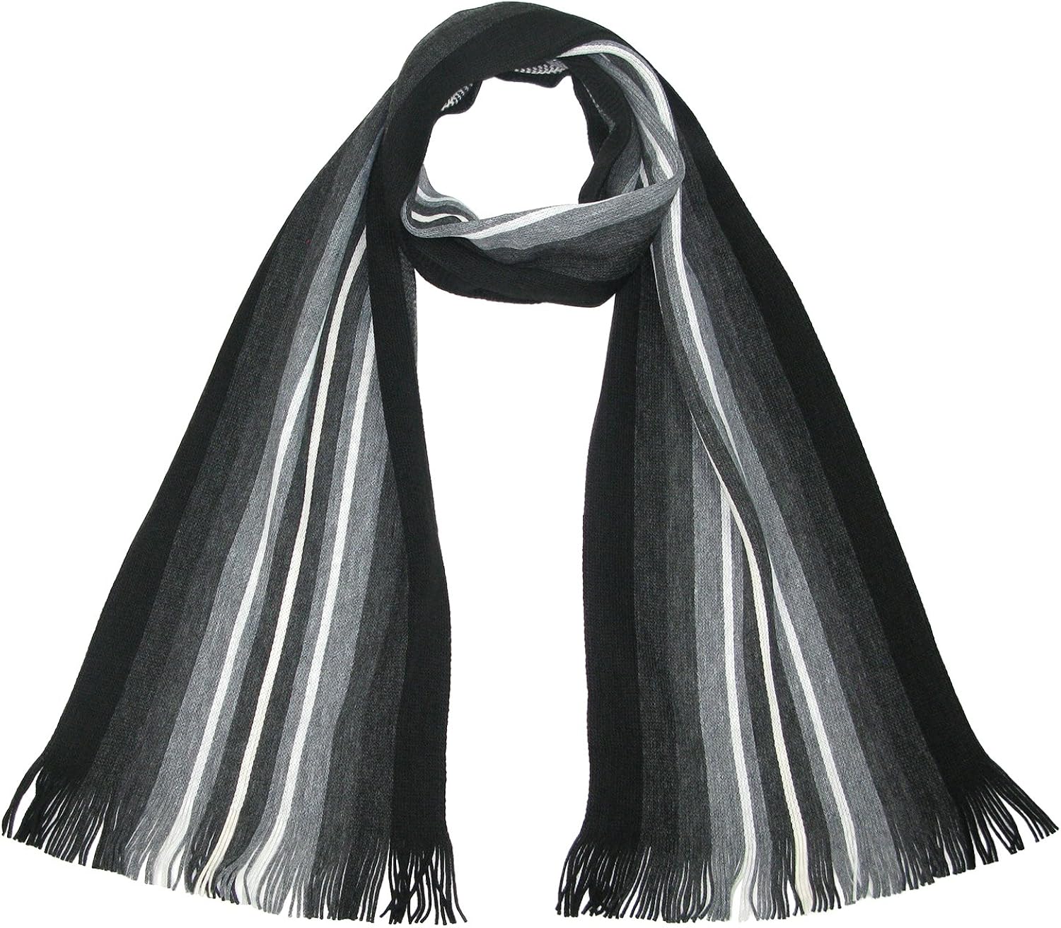 Mens Black Scarves for Winter Striped Scarf for Men Black Grey and