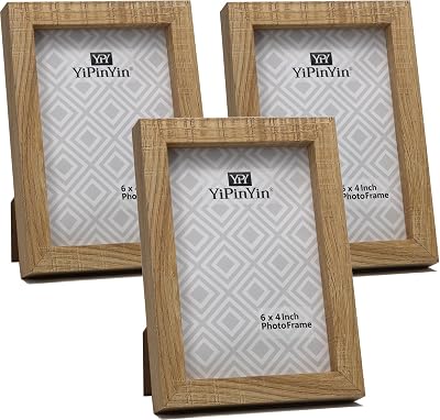 YiPinYin Natural Wood Effect 4x6 Inch Photo Frame Set of 3