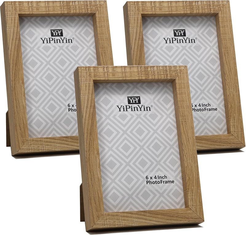 YiPinYin Natural Wood Effect 4x6 Inch Photo Frame Set of 3