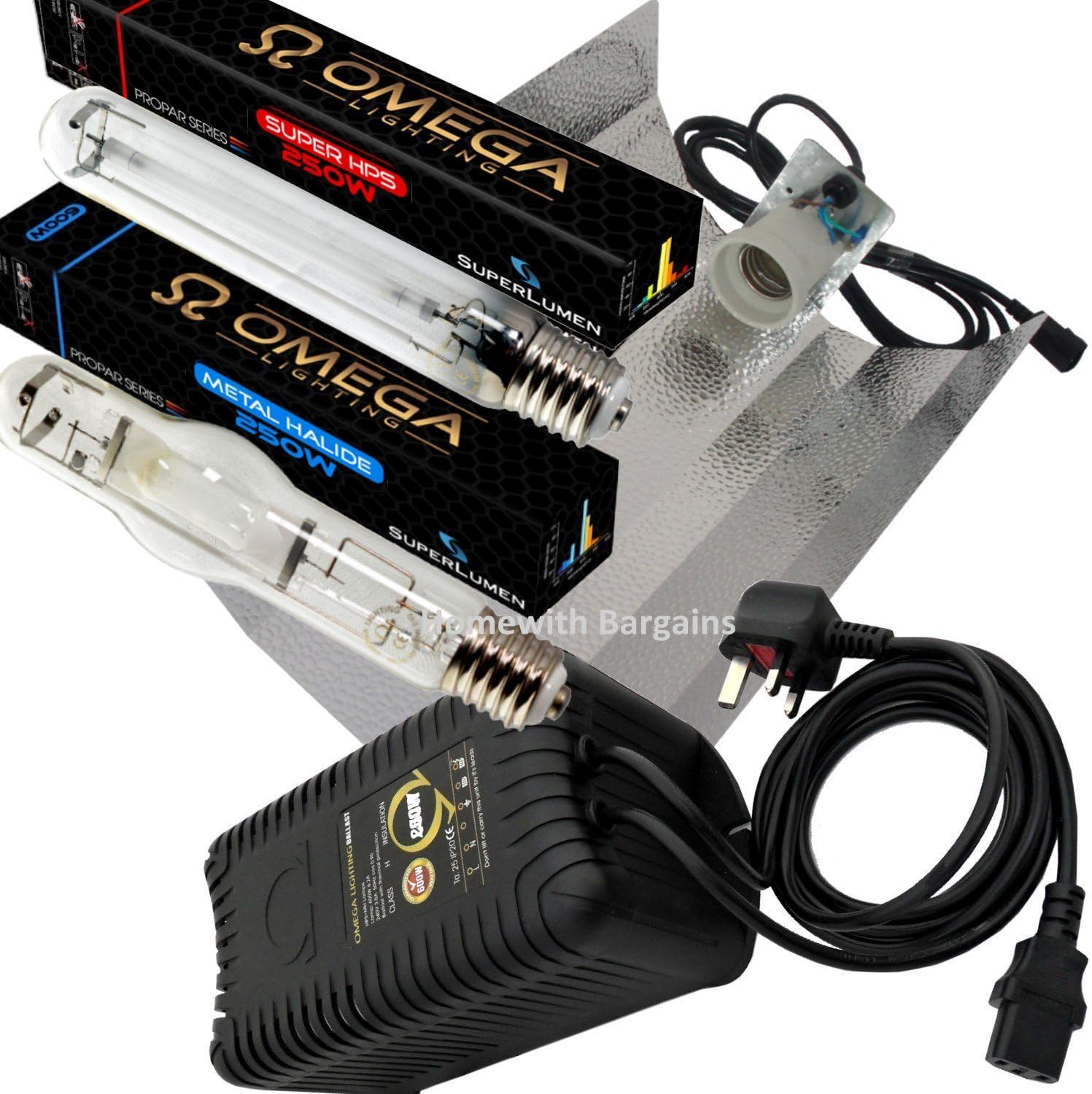250w MH + SUPER HPS SonT Complete Twin Light Grow & Flower Kit Ballast Reflector