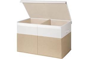 INDRESSME 25"x13"x16" Large Toy Box, Collapsible Bins with Lids, Toy Chest for Living Room, Storage Baskets for Blankets, Boo