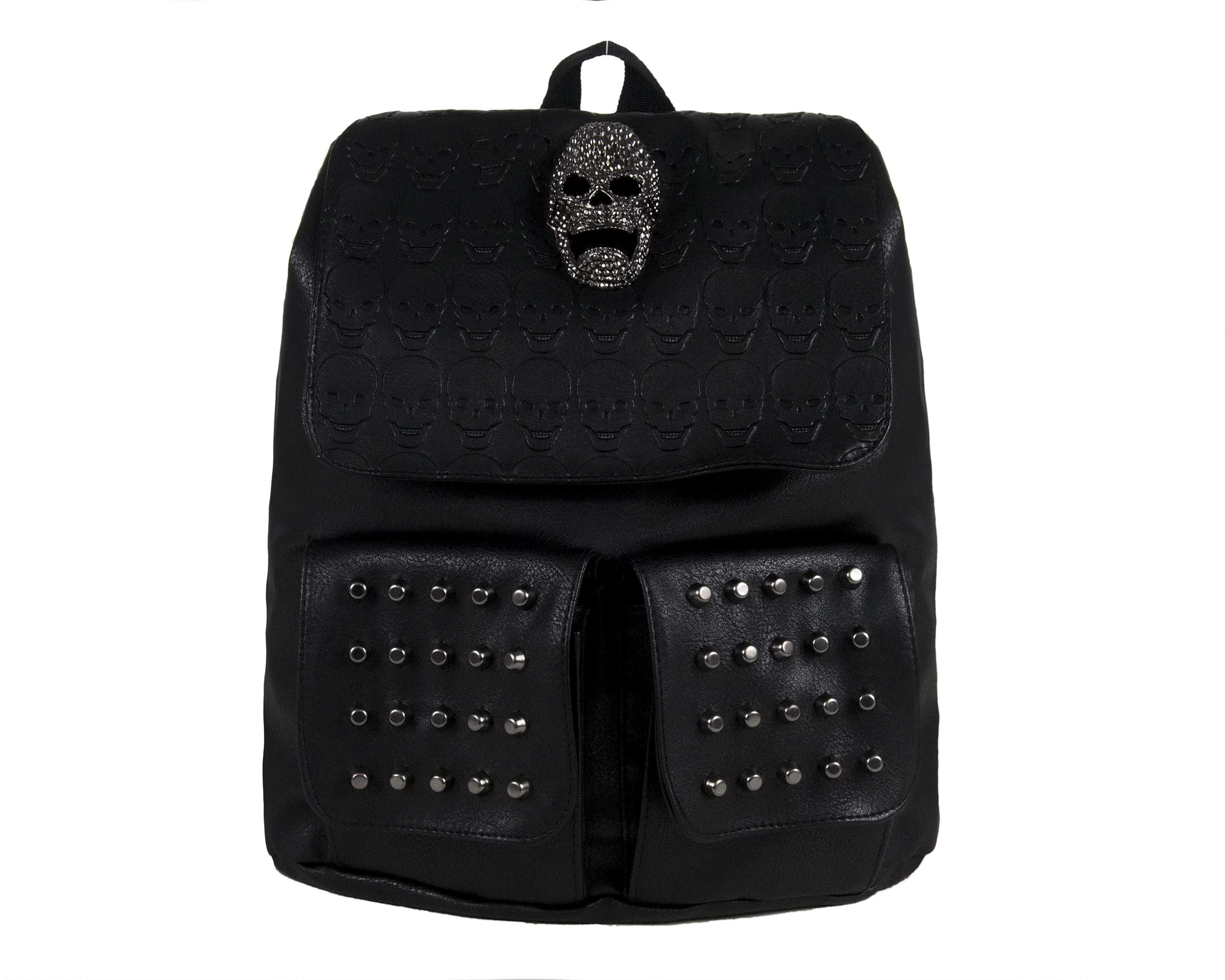 GOTHX Skull Head Gothic Tassel Tie Black Backpack Rucksack Twin Pocket School Rock GothFestival Travel Bag