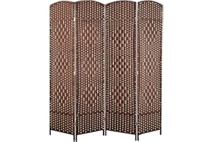 Cocosica Weave Fiber Room Divider, Natural Fiber Folding Privacy Screen with Diamond Double-Weaved & 4 Panel Room Screen Divider Separator for Decorating Bedding, Dining, Study and Sitting Room…
