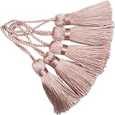 20Pcs 4.3 Inch Silky Mini Craft Tassels for Earrings, Souvenir(Skin Pink) | Handmade Soft Terylene Design with 2-Inch Cord Loop and Chinese Knot, Used for Bookmarks and Tags