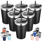 VEGOND 12oz Tumbler Stainless Steel Tumbler bulk Vacuum Insulated Double Wall Travel Tumbler with Lid and Straw Reusable Tumbler, Black 6 Pack