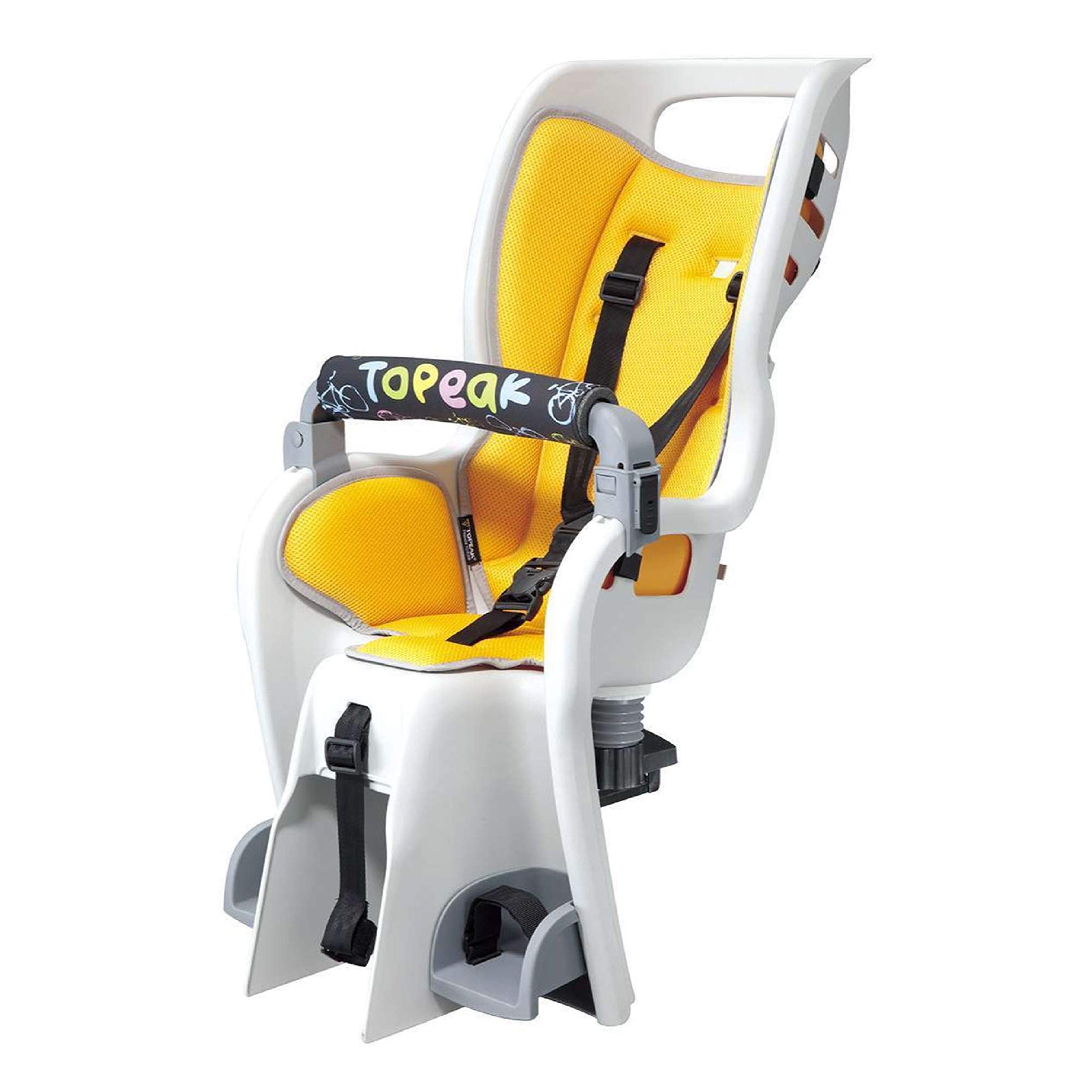 Topeak BabySeat II (Without Rack) – Bike Seat with Wrap-Around Protection, Dual Suspension System, Adjustable Harness & Footrests, Roll Bar Handle, CPSIA, Durable Polymer Frame