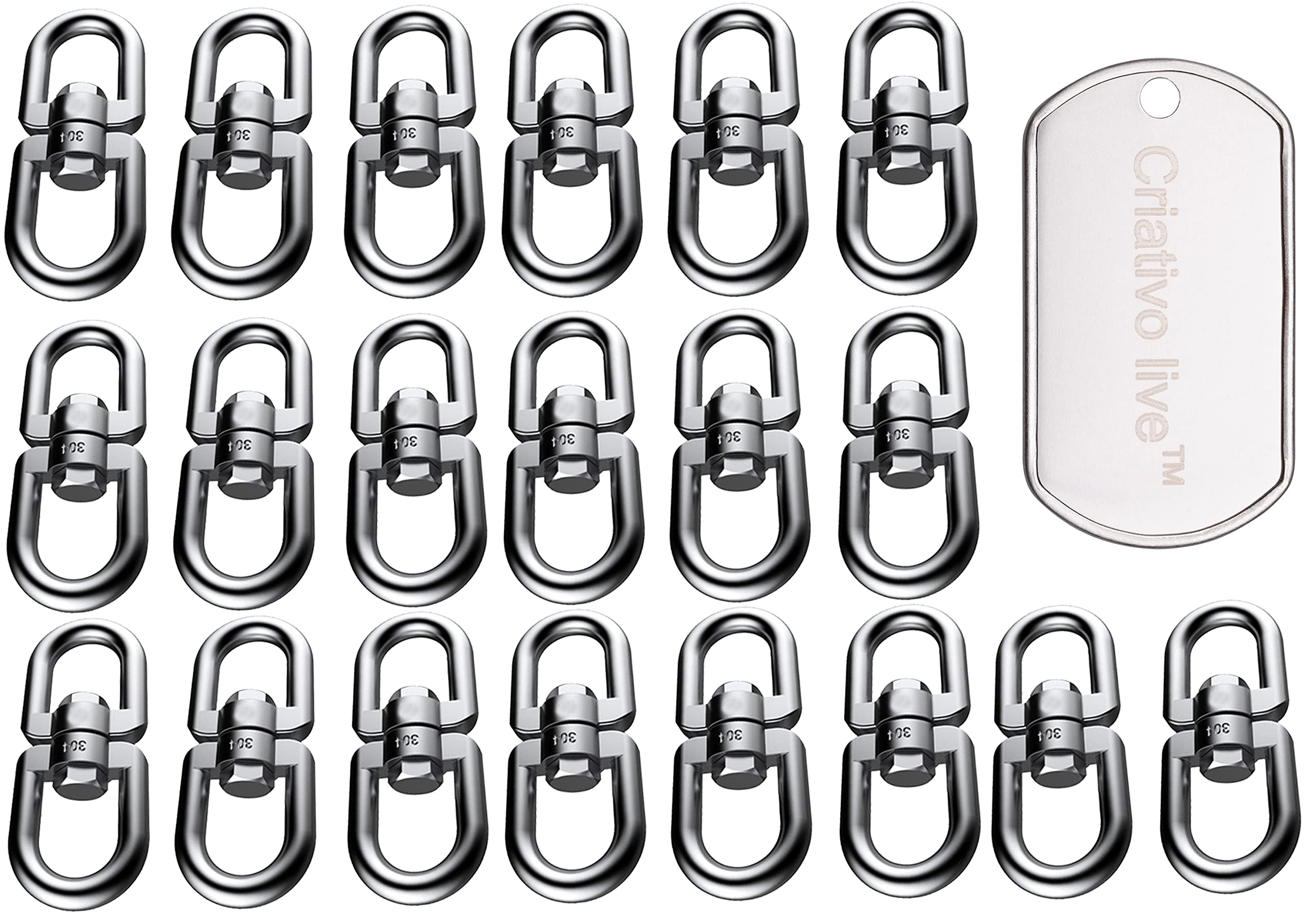 Swivel Shackle PATIKIL Double Shackle Swivel Hook - M8 475kg Capacity 304 Stainless Steel 304 Stainless Steel Shackle