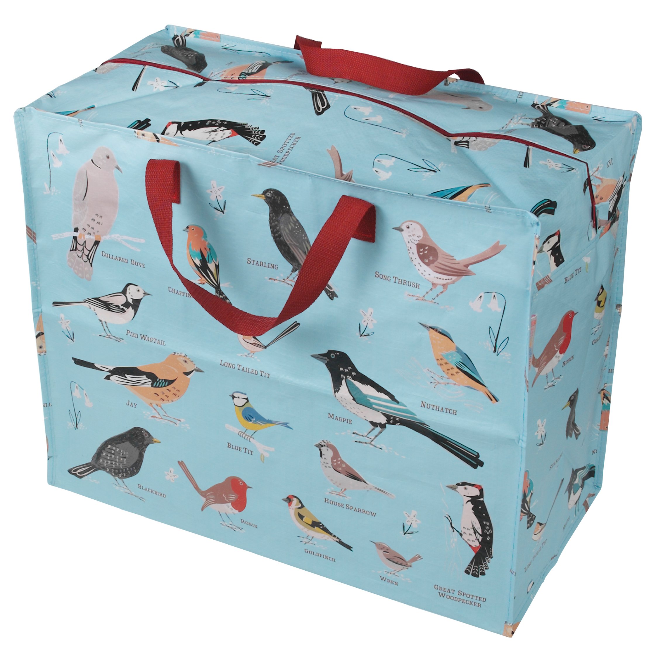 REX LONDON Large Storage Bag with Zip - Strong and Durable 55 x 48 x 28cm 70l - Choice of Design (Garden Birds)