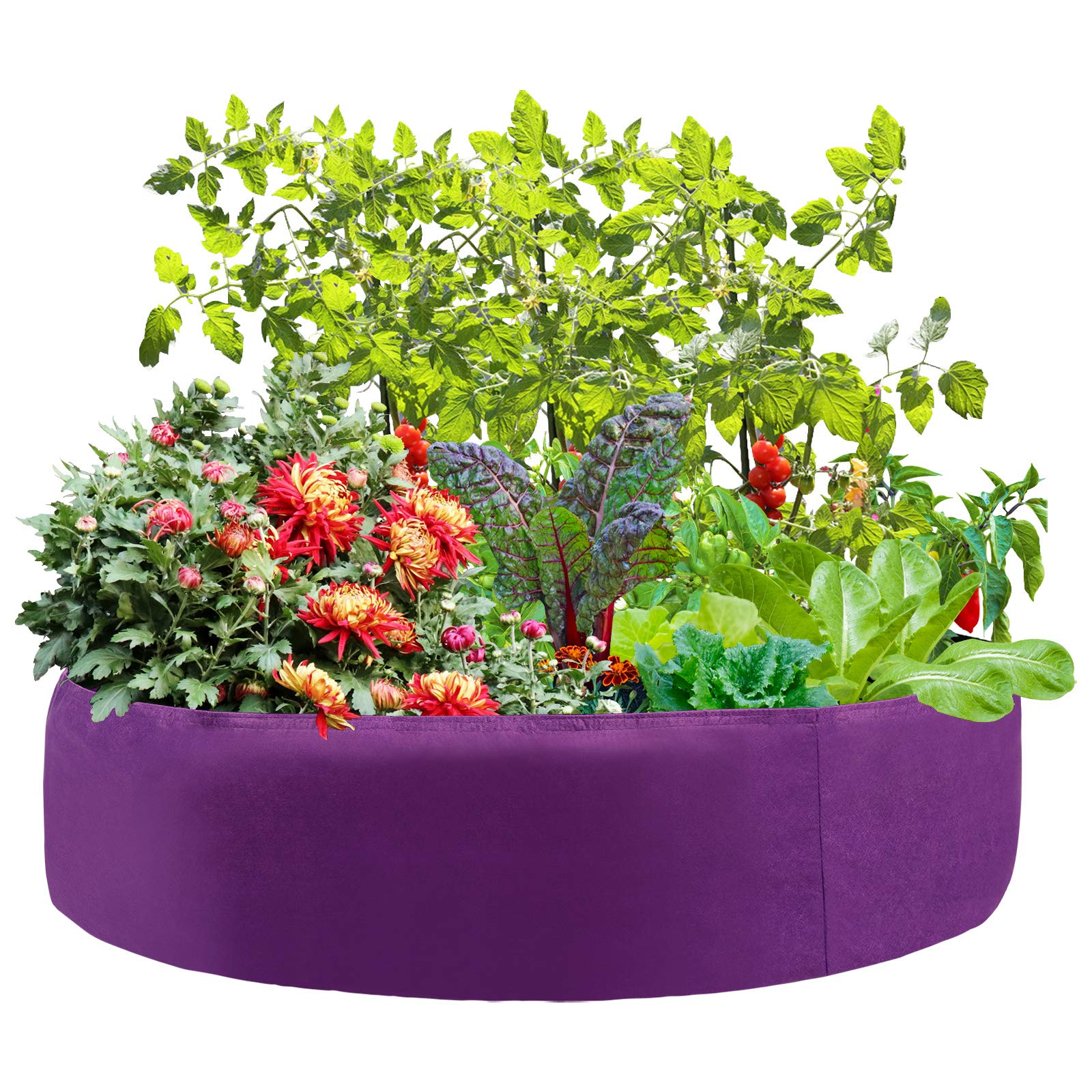 XHONG Extra Large Fabric Raised Planting Bed, 100 Gallon Round Raised Planter Grow Bag Garden Bed Bag with 6 Tags Planting Grow Container for Herb Flower Vegetable Plants