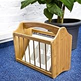 Relaxdays Bamboo Magazine Rack with Handle 33 x 42 x 21 cm Natural Brown view 2