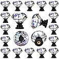 Hotop 30 Pieces Crystal Drawer Knobs Clear 30mm Diamond Crystal Dresser Knobs Glass Cabinet Pulls Handles with Screws for Kitchen Office Bathroom Cabinet (Black)