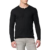 John Varvatos Men's Rex Henley, Black
