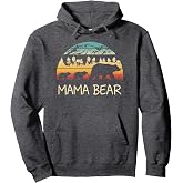 Retro Mama Bear with 2 Cubs Pullover Hoodie