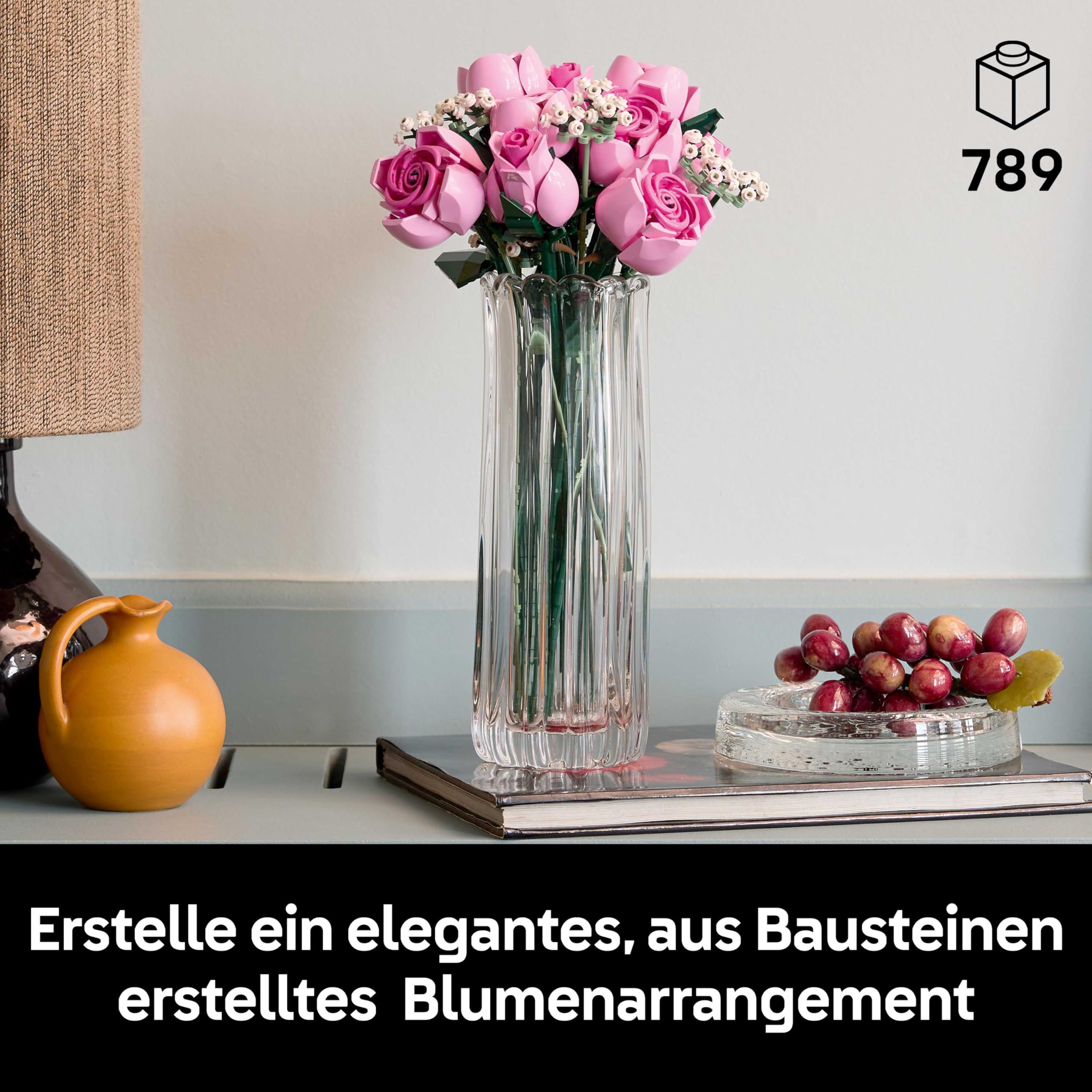 LEGO Botanicals Rosa Rosenstrauß - Set mit Kunstblumen für Erwachsene - 12 künstliche Rosen & 4 Zweige Schleierkraut als DIY Deko - Geschenkidee für Frauen - 10374 2