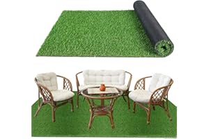 XLX TURF Artificial Grass Outdoor Turf Rug - 4FT X 6FT High Density Realistic Fake Grass Carpet for Patio Balcony Indoor Flooring Decor 15mm/0.6inch Low Pile Height