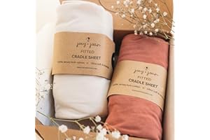 Cradle Sheets Fitted 18 x 36 Inch – Snuggly Soft 100% Jersey Cotton – Beige + Rusty Brown – 2 Pack