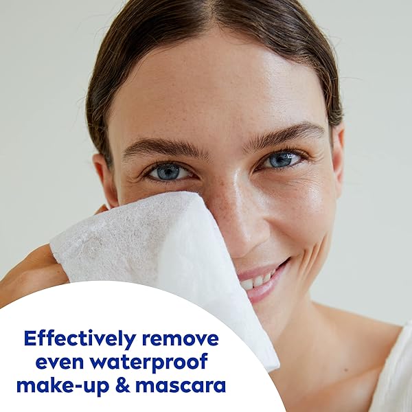 NIVEA 3IN1 CARING CLEANSING WIPES FOR FACE AND EYES, EFFECTIVE AS A WATERPROOF MAKEUP REMOVER, GENTLE FACIAL CLEANSER FOR DRY AND SENSITIVE SKIN, 40 CT