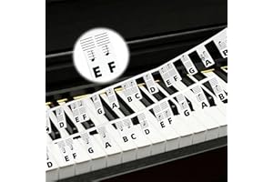 WVD Piano Keyboard Stickers, No Paste Note Labels for 88 Key, Removable Keyboard Overlay, Reusable Music Guide for Beginners,