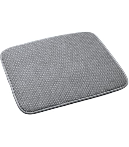 OGGI Reversible Microfiber Dish Drying Mat - 16x18 Inch Absorbent Kitchen Counter Pad In Gray