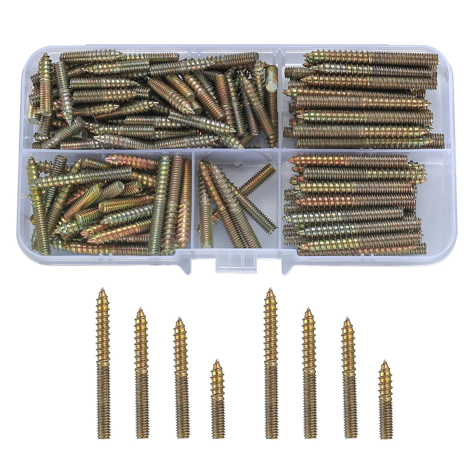 200 Pcs M4 Hanger Bolts, M4 Double Ended Screws, Self-Tapping Wood to Wood to Metal Double Headed Bolts Screws Dowels for Woodworking Furniture Legs Connector Joining